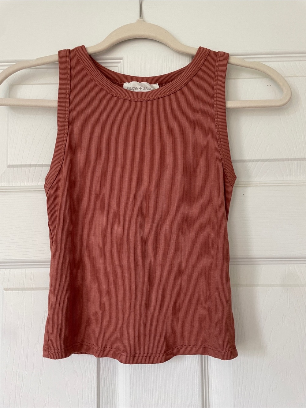 Sage + Stone Ribbed Tank Top XS